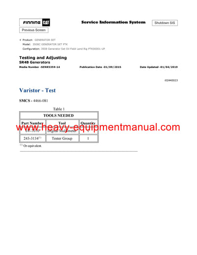 DOWNLOAD CATERPILLAR 3508C GENERATOR SET SERVICE REPAIR MANUAL PTK