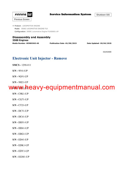 DOWNLOAD CATERPILLAR 3508C LOCOMOTIVE ENGINE SERVICE REPAIR MANUAL F1X