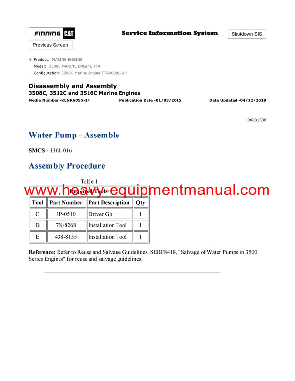 DOWNLOAD CATERPILLAR 3508C MARINE ENGINE SERVICE REPAIR MANUAL TTA