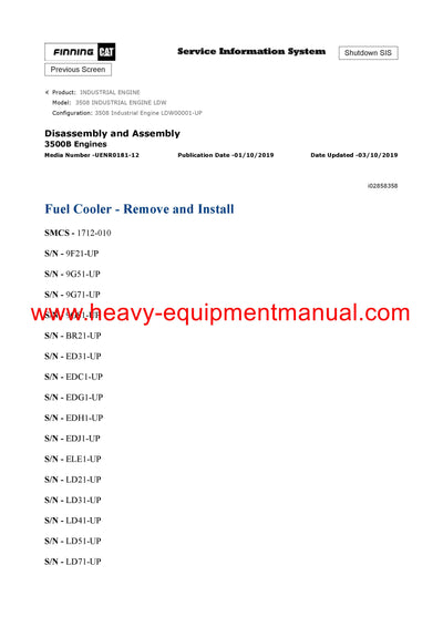 DOWNLOAD CATERPILLAR 3508 INDUSTRIAL ENGINE SERVICE REPAIR MANUAL LDW