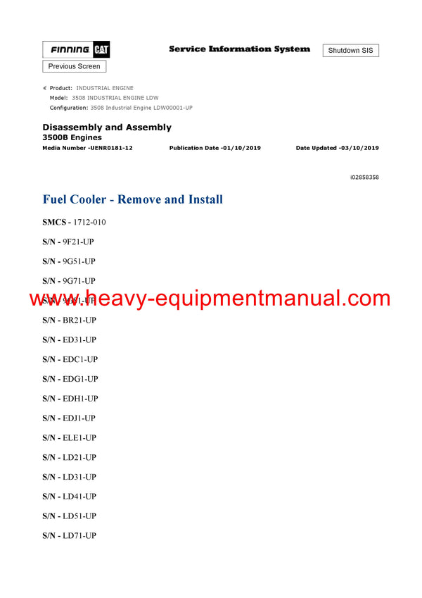 DOWNLOAD CATERPILLAR 3508 INDUSTRIAL ENGINE SERVICE REPAIR MANUAL LDW