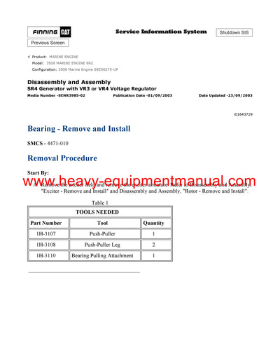 DOWNLOAD CATERPILLAR 3508 MARINE ENGINE SERVICE REPAIR MANUAL 69Z