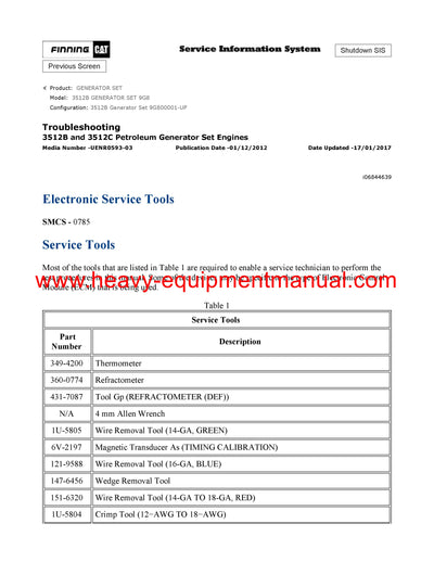 DOWNLOAD CATERPILLAR 3512B GENERATOR SET SERVICE REPAIR MANUAL 9G8