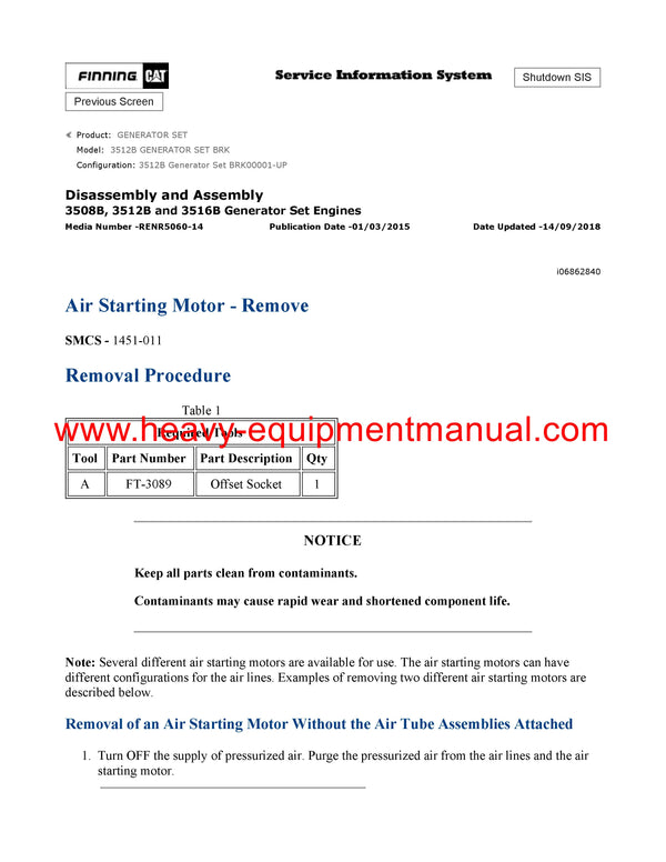 DOWNLOAD CATERPILLAR 3512B GENERATOR SET SERVICE REPAIR MANUAL BRK