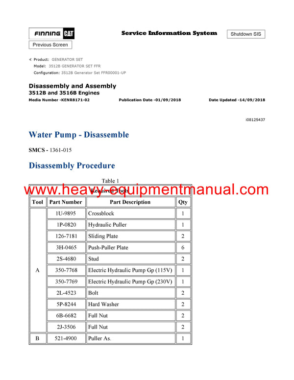 DOWNLOAD CATERPILLAR 3512B GENERATOR SET SERVICE REPAIR MANUAL FFR