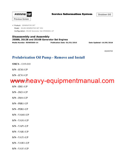 DOWNLOAD CATERPILLAR 3512B GENERATOR SET SERVICE REPAIR MANUAL JM3
