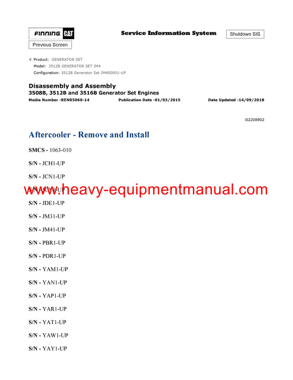 DOWNLOAD CATERPILLAR 3512B GENERATOR SET SERVICE REPAIR MANUAL JM4