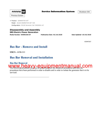 DOWNLOAD CATERPILLAR 3512B GENERATOR SET SERVICE REPAIR MANUAL YAM