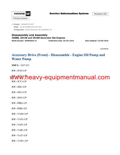 DOWNLOAD CATERPILLAR 3512B GENERATOR SET SERVICE REPAIR MANUAL ZAH