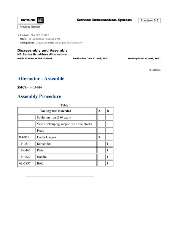 DOWNLOAD CATERPILLAR 3512B GEN SET ENGINE SERVICE REPAIR MANUAL 8RM