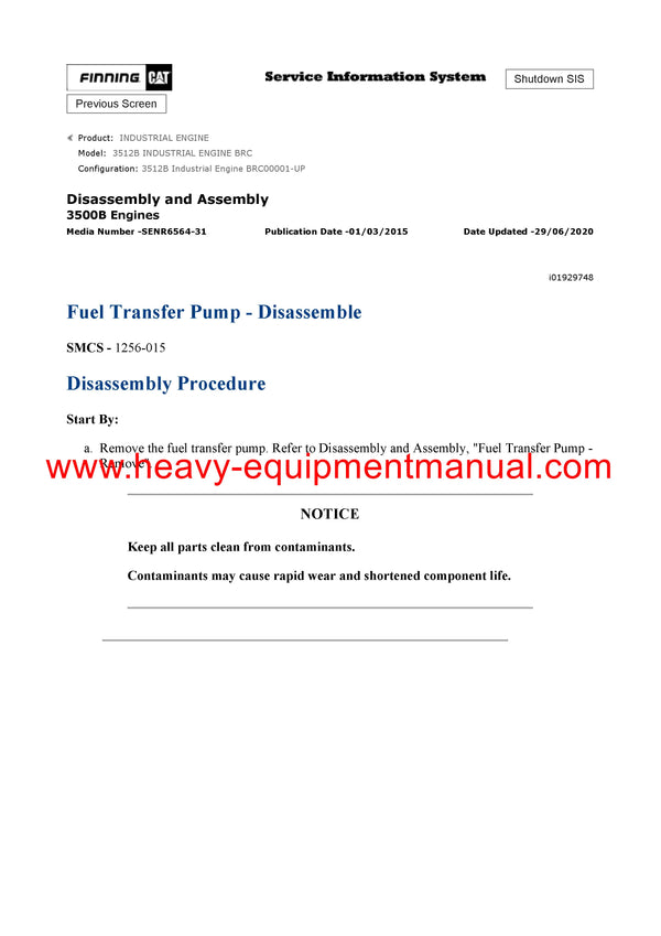 DOWNLOAD CATERPILLAR 3512B INDUSTRIAL ENGINE SERVICE REPAIR MANUAL BRC