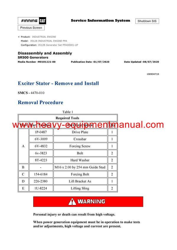 DOWNLOAD CATERPILLAR 3512B INDUSTRIAL ENGINE SERVICE REPAIR MANUAL PPA