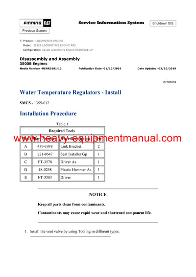 DOWNLOAD CATERPILLAR 3512B LOCOMOTIVE ENGINE SERVICE REPAIR MANUAL RR2