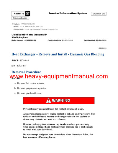 DOWNLOAD CATERPILLAR 3512B MARINE AUXILIARY SERVICE REPAIR MANUAL S2G