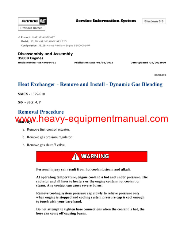 DOWNLOAD CATERPILLAR 3512B MARINE AUXILIARY SERVICE REPAIR MANUAL S2G