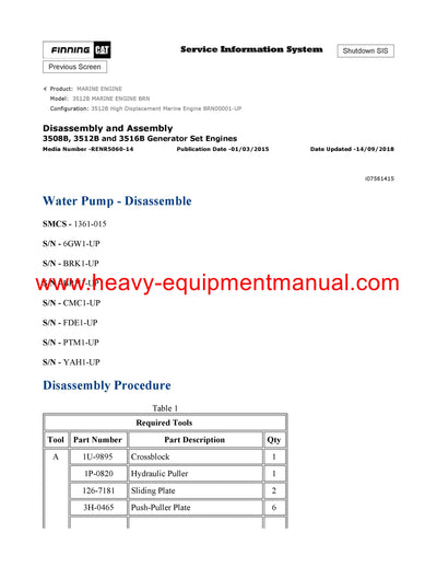 DOWNLOAD CATERPILLAR 3512B MARINE ENGINE SERVICE REPAIR MANUAL BRN