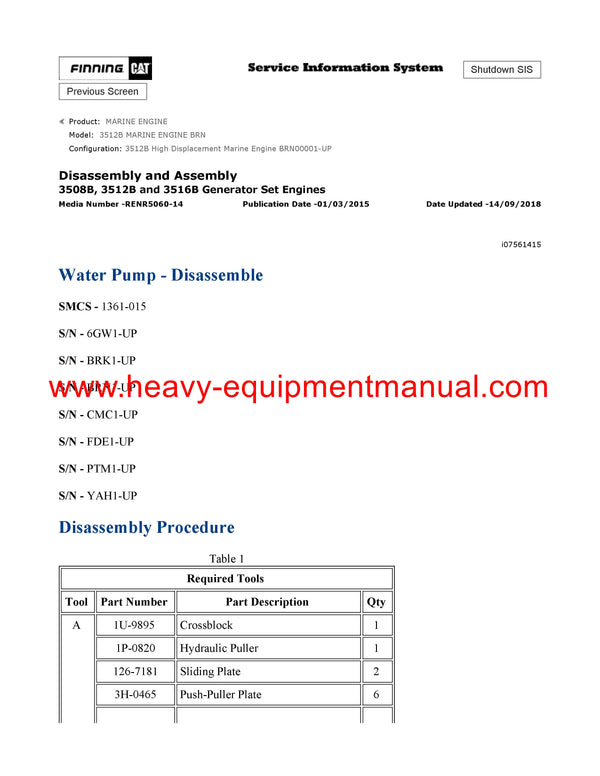 DOWNLOAD CATERPILLAR 3512B MARINE ENGINE SERVICE REPAIR MANUAL BRN