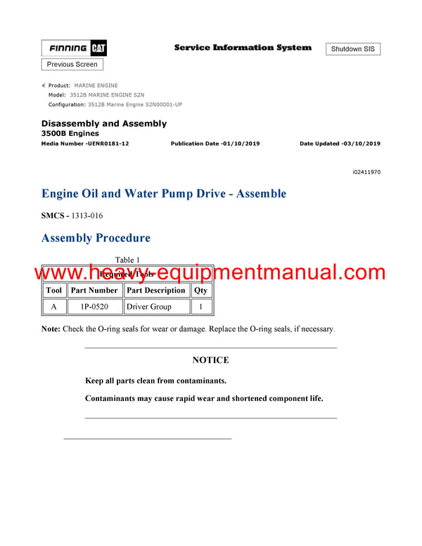 DOWNLOAD CATERPILLAR 3512B MARINE ENGINE SERVICE REPAIR MANUAL S2N