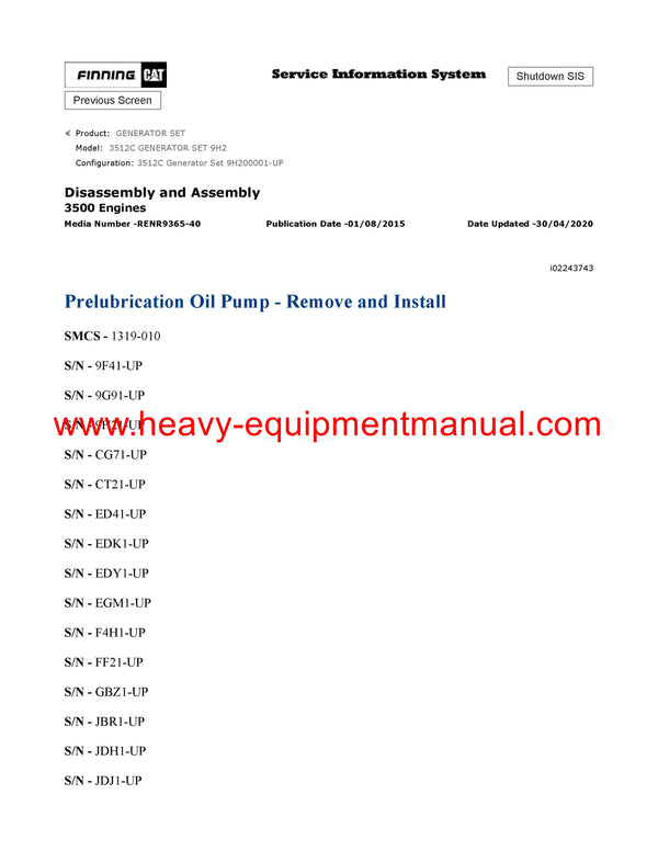 DOWNLOAD CATERPILLAR 3512C GENERATOR SET SERVICE REPAIR MANUAL 9H2