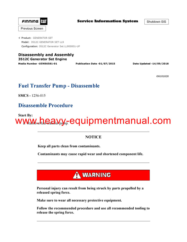 DOWNLOAD CATERPILLAR 3512C GENERATOR SET SERVICE REPAIR MANUAL LL9