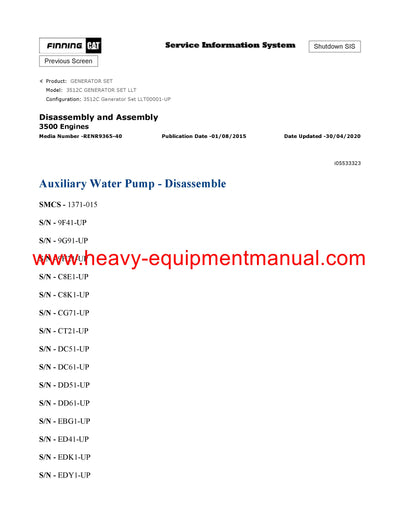 DOWNLOAD CATERPILLAR 3512C GENERATOR SET SERVICE REPAIR MANUAL LLT