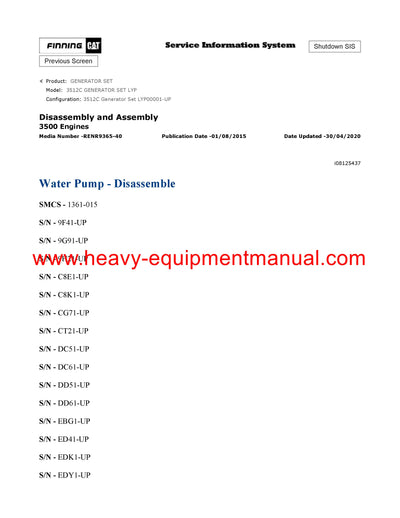 DOWNLOAD CATERPILLAR 3512C GENERATOR SET SERVICE REPAIR MANUAL LYP