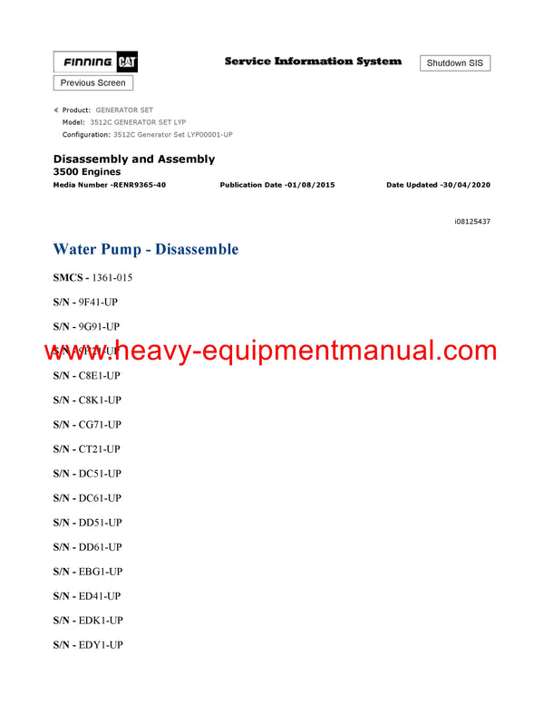 DOWNLOAD CATERPILLAR 3512C GENERATOR SET SERVICE REPAIR MANUAL LYP
