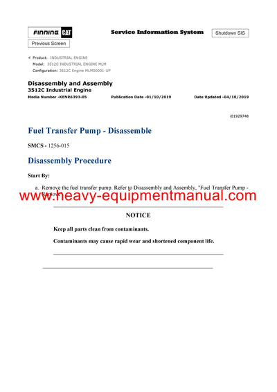 DOWNLOAD CATERPILLAR 3512C INDUSTRIAL ENGINE SERVICE REPAIR MANUAL MLM