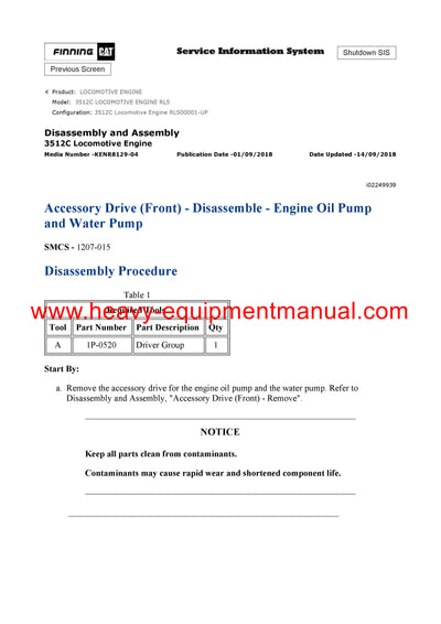 DOWNLOAD CATERPILLAR 3512C LOCOMOTIVE ENGINE SERVICE REPAIR MANUAL RL5