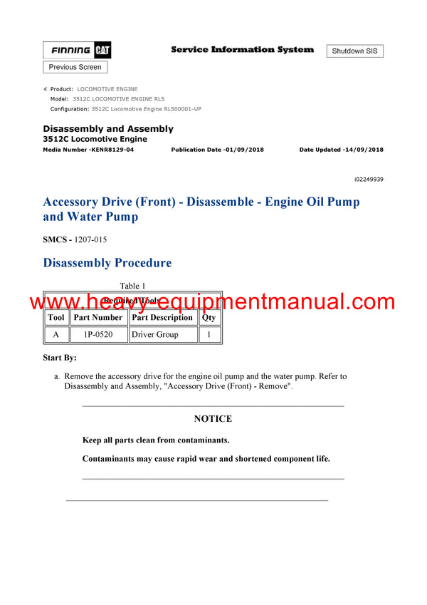 DOWNLOAD CATERPILLAR 3512C LOCOMOTIVE ENGINE SERVICE REPAIR MANUAL RL5