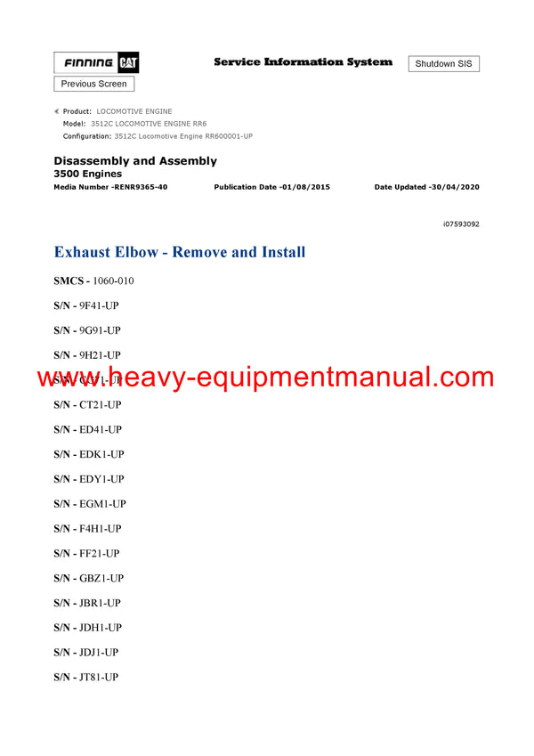 DOWNLOAD CATERPILLAR 3512C LOCOMOTIVE ENGINE SERVICE REPAIR MANUAL RR6