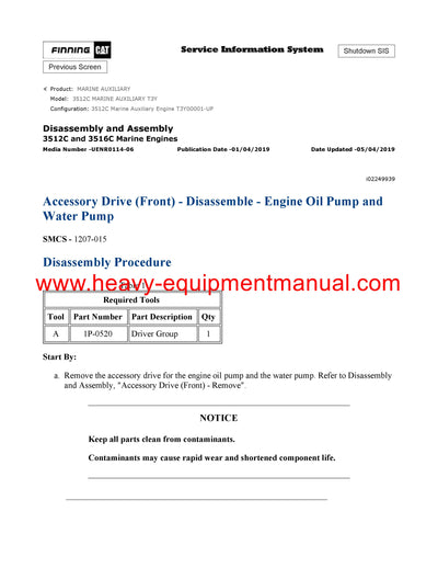 DOWNLOAD CATERPILLAR 3512C MARINE AUXILIARY SERVICE REPAIR MANUAL T3Y