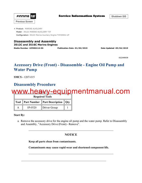 DOWNLOAD CATERPILLAR 3512C MARINE AUXILIARY SERVICE REPAIR MANUAL T3Y