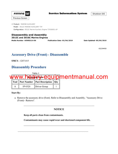 DOWNLOAD CATERPILLAR 3512C MARINE AUXILIARY SERVICE REPAIR MANUAL T3Y