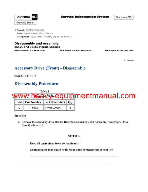 DOWNLOAD CATERPILLAR 3512C MARINE AUXILIARY SERVICE REPAIR MANUAL T3Y