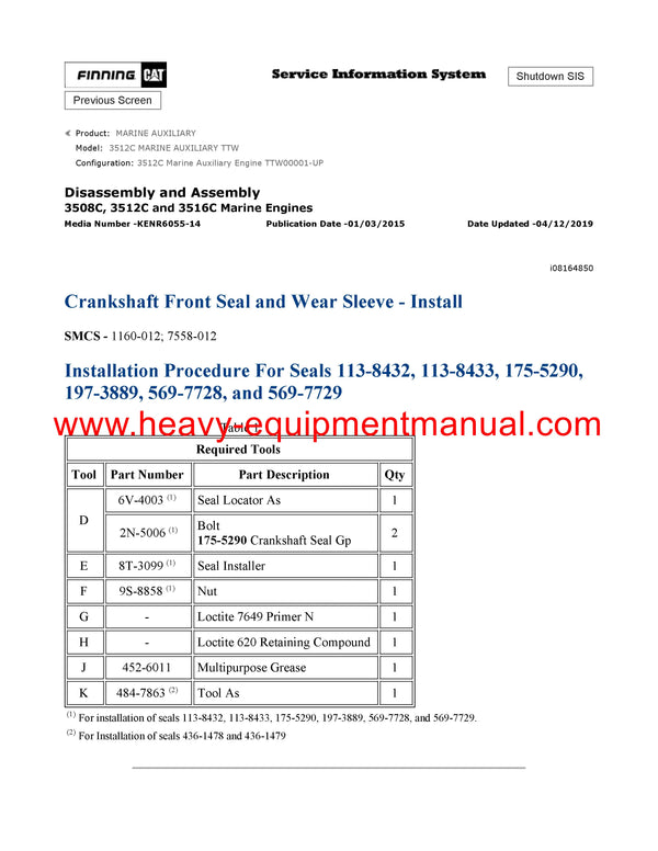 DOWNLOAD CATERPILLAR 3512C MARINE AUXILIARY SERVICE REPAIR MANUAL TTW