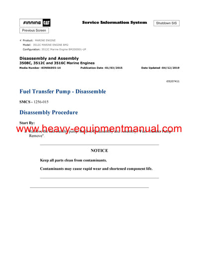 DOWNLOAD CATERPILLAR 3512C MARINE ENGINE SERVICE REPAIR MANUAL BM2