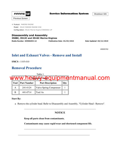 DOWNLOAD CATERPILLAR 3512C MARINE ENGINE SERVICE REPAIR MANUAL E3W
