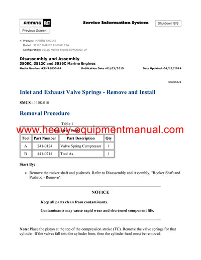 DOWNLOAD CATERPILLAR 3512C MARINE ENGINE SERVICE REPAIR MANUAL E3W