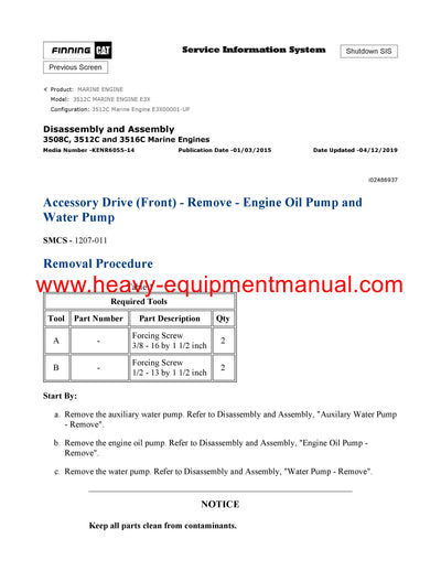 DOWNLOAD CATERPILLAR 3512C MARINE ENGINE SERVICE REPAIR MANUAL E3X
