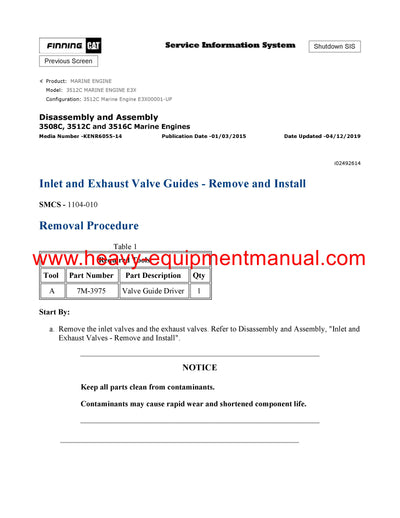 DOWNLOAD CATERPILLAR 3512C MARINE ENGINE SERVICE REPAIR MANUAL E3X