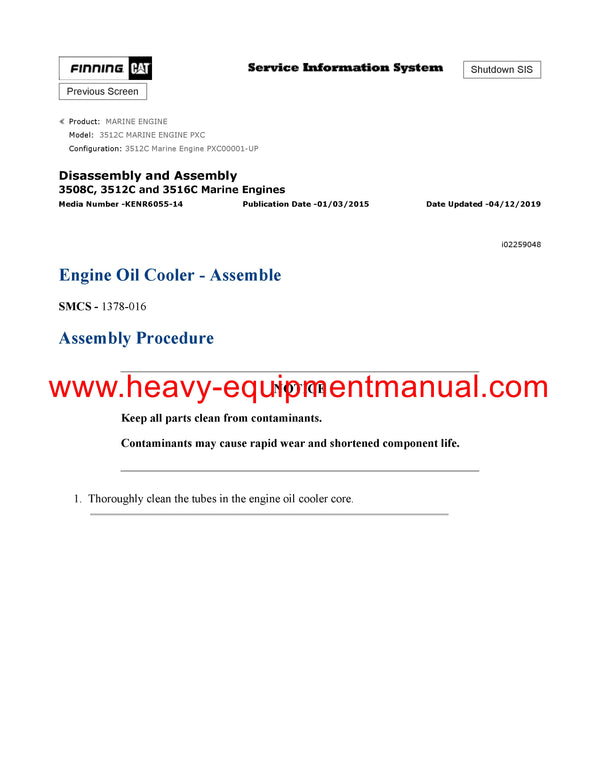DOWNLOAD CATERPILLAR 3512C MARINE ENGINE SERVICE REPAIR MANUAL PXC