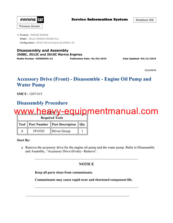 DOWNLOAD CATERPILLAR 3512C MARINE ENGINE SERVICE REPAIR MANUAL RL2