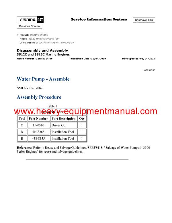 DOWNLOAD CATERPILLAR 3512C MARINE ENGINE SERVICE REPAIR MANUAL T3P