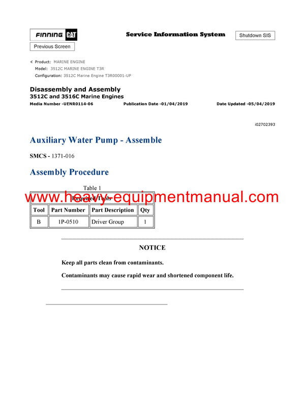 DOWNLOAD CATERPILLAR 3512C MARINE ENGINE SERVICE REPAIR MANUAL T3R