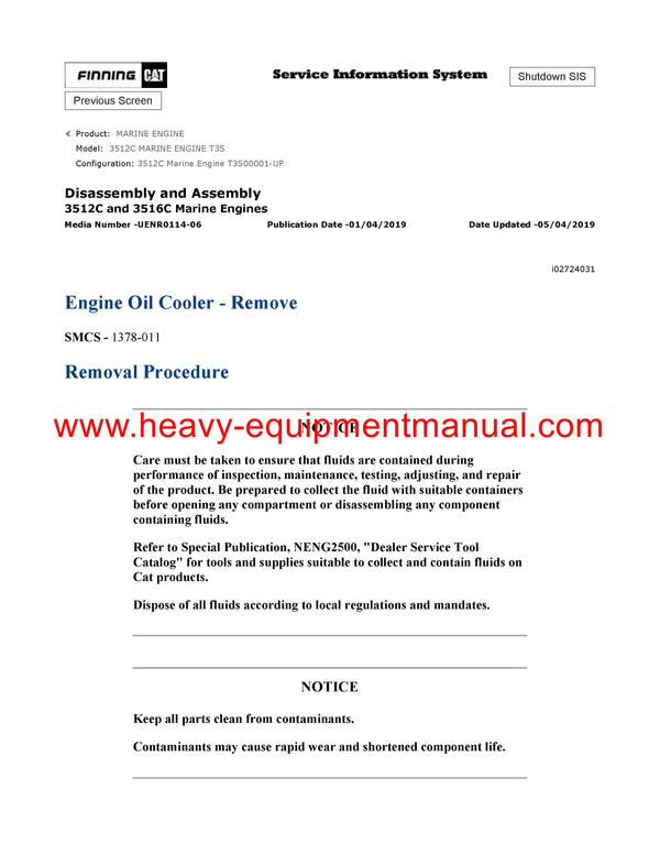 DOWNLOAD CATERPILLAR 3512C MARINE ENGINE SERVICE REPAIR MANUAL T3S