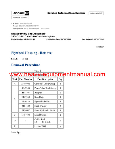 DOWNLOAD CATERPILLAR 3512C MARINE ENGINE SERVICE REPAIR MANUAL TT4