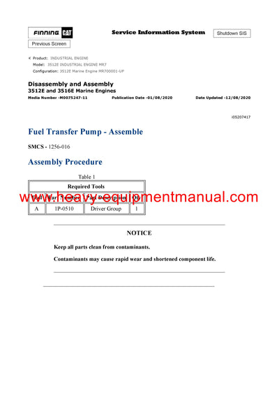 DOWNLOAD CATERPILLAR 3512E INDUSTRIAL ENGINE SERVICE REPAIR MANUAL MR7