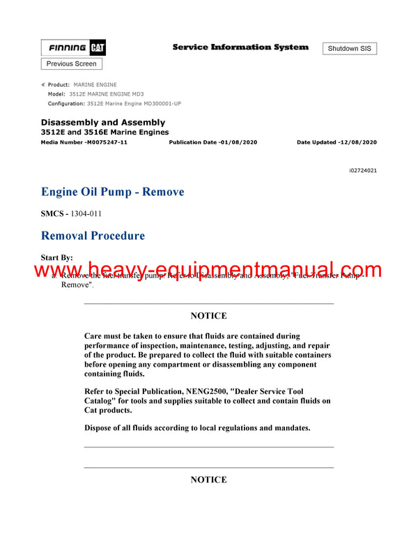 DOWNLOAD CATERPILLAR 3512E MARINE ENGINE SERVICE REPAIR MANUAL MD3