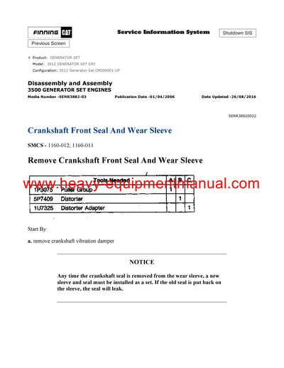 DOWNLOAD CATERPILLAR 3512 GENERATOR SET SERVICE REPAIR MANUAL CMJ